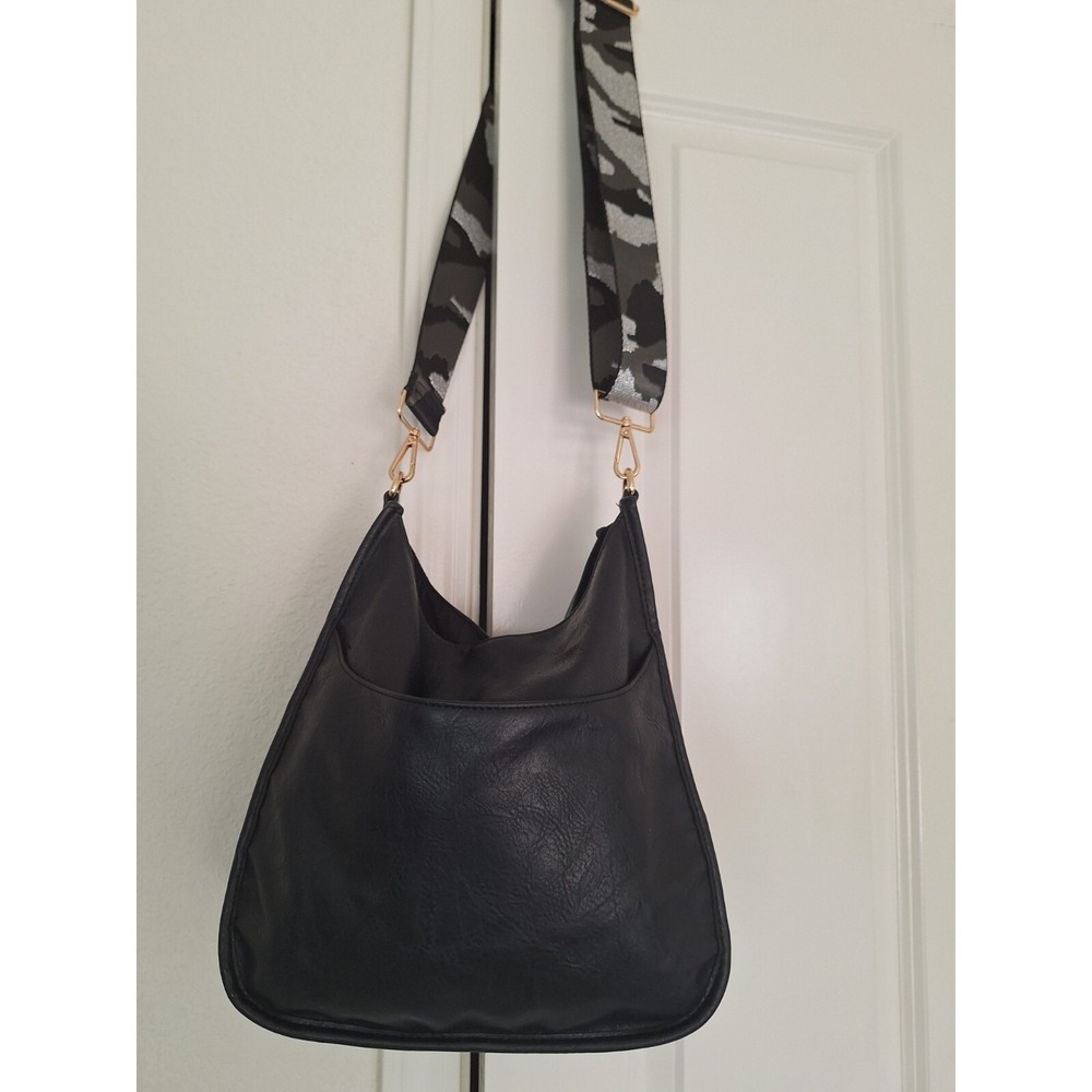 Ah‎ dorned Black vegan leather crossbody